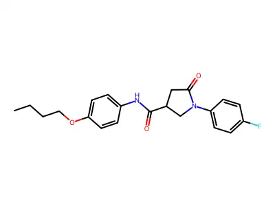N-(4-butoxyphenyl)-1-(4-fluorophenyl)-5-oxopyrrolidine-3-carboxamide structure