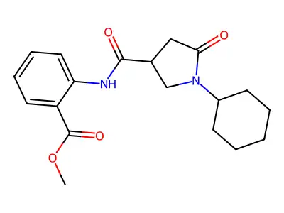 Methyl 2-{[(1-cyclohexyl-5-oxo-3-pyrrolidinyl)carbonyl]amino}benzoate structure