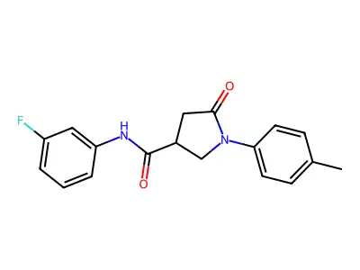 N-(3-fluorophenyl)-1-(4-methylphenyl)-5-oxopyrrolidine-3-carboxamide structure
