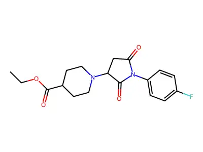 Ethyl 1-[1-(4-fluorophenyl)-2,5-dioxopyrrolidin-3-yl]piperidine-4-carboxylate structure