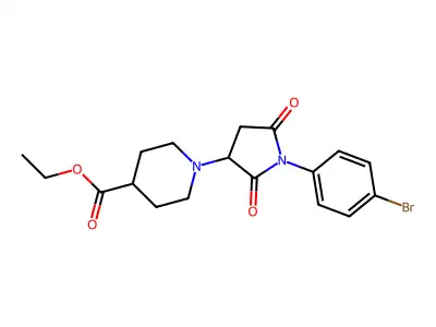Ethyl 1-[1-(4-bromophenyl)-2,5-dioxopyrrolidin-3-yl]piperidine-4-carboxylate structure
