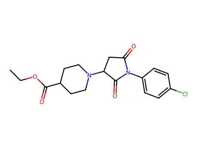 Ethyl 1-[1-(4-chlorophenyl)-2,5-dioxopyrrolidin-3-yl]piperidine-4-carboxylate structure