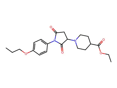 Ethyl 1-[2,5-dioxo-1-(4-propoxyphenyl)pyrrolidin-3-yl]piperidine-4-carboxylate structure