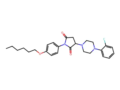 3-[4-(2-Fluorophenyl)piperazin-1-yl]-1-(4-hexoxyphenyl)pyrrolidine-2,5-dione structure