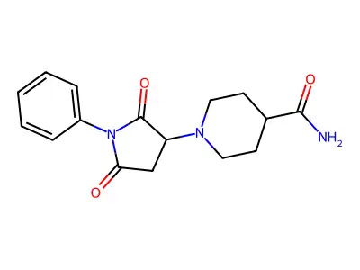 1-(2,5-Dioxo-1-phenylpyrrolidin-3-yl)piperidine-4-carboxamide structure
