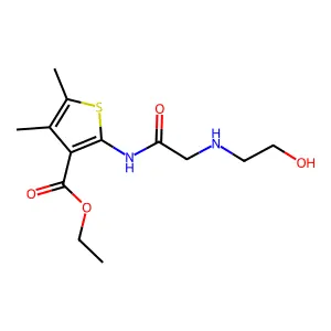 ethyl 2-{[N-(2-hydroxyethyl)glycyl]amino}-4,5-dimethylthiophene-3-carboxylate structure