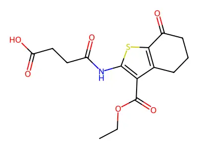 4-{[3-(ethoxycarbonyl)-7-oxo-4,5,6,7-tetrahydro-1-benzothiophen-2-yl]amino}-4-oxobutanoic acid structure