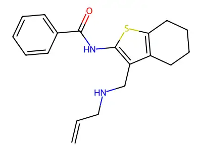 N-[3-[(prop-2-enylamino)methyl]-4,5,6,7-tetrahydro-1-benzothiophen-2-yl]benzamide structure