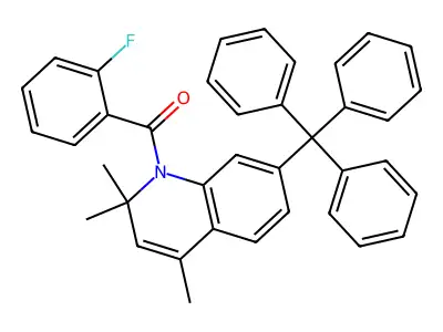 (2-fluorophenyl)(2,2,4-trimethyl-7-tritylquinolin-1(2H)-yl)methanone structure