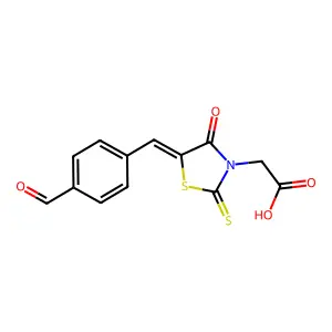 [5-(4-Formylbenzylidene)-4-oxo-2-thioxo-1,3-thiazolidin-3-yl]acetic acid structure