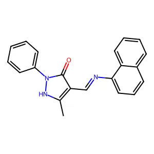 (4E)-5-methyl-4-[(naphthalen-1-ylamino)methylidene]-2-phenylpyrazol-3-one structure