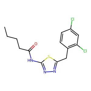 N-[5-(2,4-dichlorobenzyl)-1,3,4-thiadiazol-2-yl]pentanamide structure