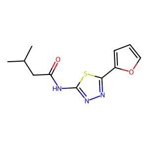 N-[5-(furan-2-yl)-1,3,4-thiadiazol-2-yl]-3-methylbutanamide structure