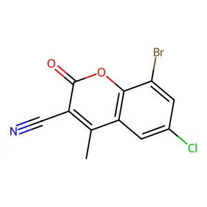 8-Bromo-6-chloro-3-cyano-4-methylcoumarin structure