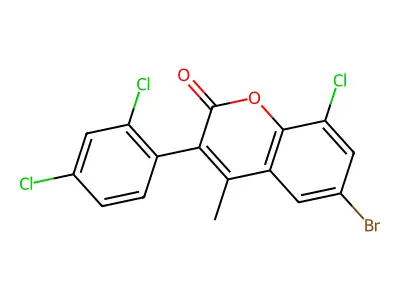 6-Bromo-8-chloro-3-(2,4-dichlorophenyl)-4-methylchromen-2-one structure