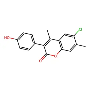 6-Chloro-3-(4-hydroxyphenyl)-4,7-dimethylchromen-2-one structure