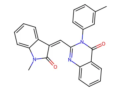 2-[(Z)-(1-methyl-2-oxoindol-3-ylidene)methyl]-3-(3-methylphenyl)quinazolin-4-one structure