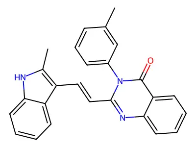 2-[(E)-2-(2-methyl-1H-indol-3-yl)ethenyl]-3-(3-methylphenyl)quinazolin-4(3H)-one structure