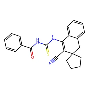 N-[(2-cyanospiro[4H-naphthalene-3,1'-cyclopentane]-1-yl)carbamothioyl]benzamide structure