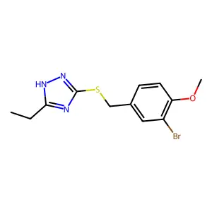 3-[(3-bromo-4-methoxyphenyl)methylsulfanyl]-5-ethyl-1H-1,2,4-triazole structure