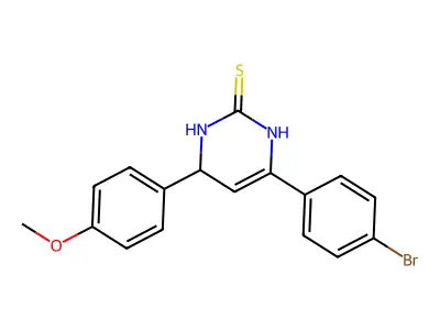 6-(4-bromophenyl)-4-(4-methoxyphenyl)-3,4-dihydropyrimidine-2(1H)-thione structure
