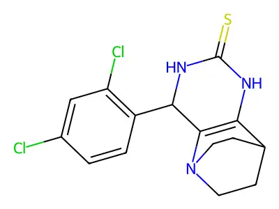 3-(2,4-Dichlorophenyl)-1,4,6-triazatricyclo[6.2.2.0~2,7~]dodec-2(7)-ene-5-thione structure