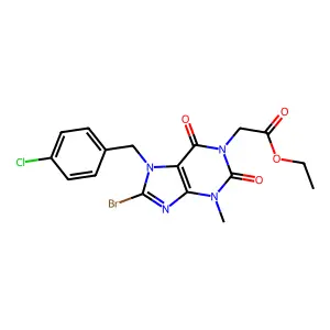 Ethyl 2-[8-bromo-7-[(4-chlorophenyl)methyl]-3-methyl-2,6-dioxopurin-1-yl]acetate structure