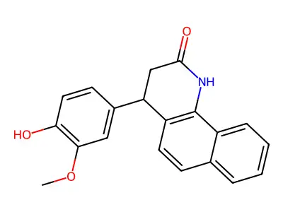 4-(4-hydroxy-3-methoxyphenyl)-3,4-dihydrobenzo[h]quinolin-2(1H)-one structure