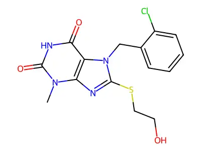 7-[(2-Chlorophenyl)methyl]-8-(2-hydroxyethylsulfanyl)-3-methylpurine-2,6-dione structure