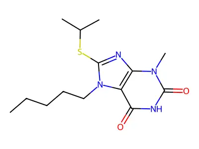 3-Methyl-7-pentyl-8-propan-2-ylsulfanylpurine-2,6-dione structure