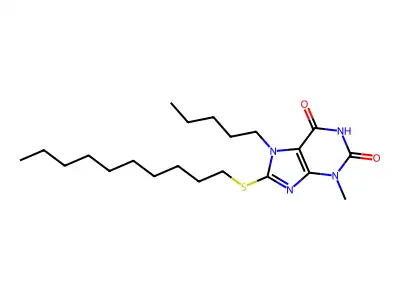 8-(decylsulfanyl)-3-methyl-7-pentyl-3,7-dihydro-1H-purine-2,6-dione structure