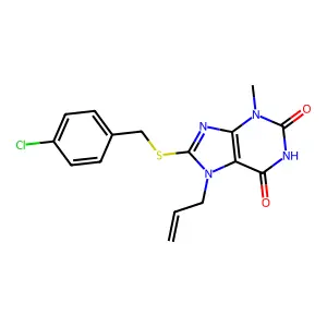7-Allyl-8-(4-chloro-benzylsulfanyl)-3-methyl-3,7-dihydro-purine-2,6-dione structure