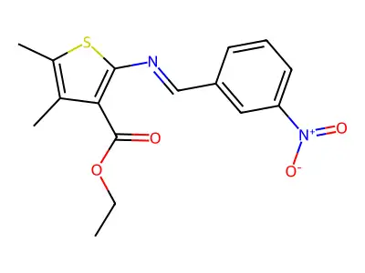 Ethyl 4,5-dimethyl-2-((3-nitrobenzylidene)amino)thiophene-3-carboxylate structure