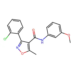 3-(2-chlorophenyl)-N-(3-methoxyphenyl)-5-methyl-1,2-oxazole-4-carboxamide structure