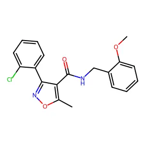 3-(2-Chloro-phenyl)-5-methyl-isoxazole-4-carboxylic acid 2-methoxy-benzylamide structure