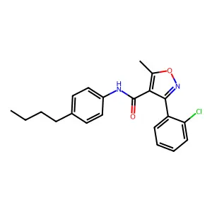 N-(4-butylphenyl)-3-(2-chlorophenyl)-5-methyl-1,2-oxazole-4-carboxamide structure