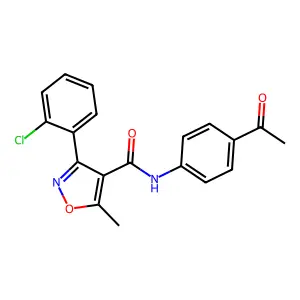 N-(4-acetylphenyl)-3-(2-chlorophenyl)-5-methyl-1,2-oxazole-4-carboxamide structure