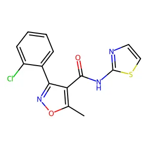 3-(2-chlorophenyl)-5-methyl-N-(1,3-thiazol-2-yl)-1,2-oxazole-4-carboxamide structure
