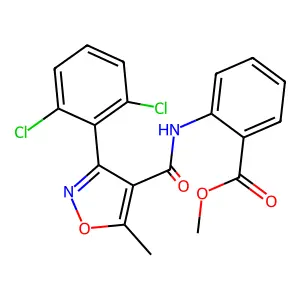 Methyl 2-[[3-(2,6-dichlorophenyl)-5-methyl-1,2-oxazole-4-carbonyl]amino]benzoate structure