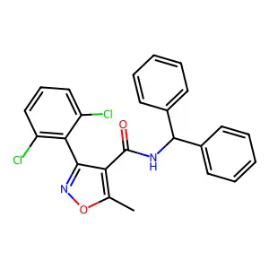3-(2,6-dichlorophenyl)-N-(diphenylmethyl)-5-methyl-1,2-oxazole-4-carboxamide structure