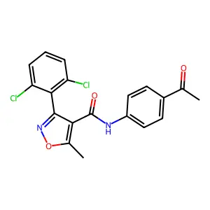 N-(4-acetylphenyl)-3-(2,6-dichlorophenyl)-5-methyl-1,2-oxazole-4-carboxamide structure