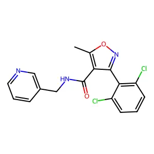 3-(2,6-dichlorophenyl)-5-methyl-N-(pyridin-3-ylmethyl)-1,2-oxazole-4-carboxamide structure