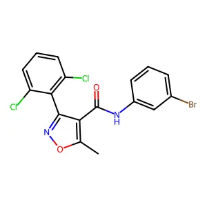 N-(3-bromophenyl)-3-(2,6-dichlorophenyl)-5-methyl-1,2-oxazole-4-carboxamide structure