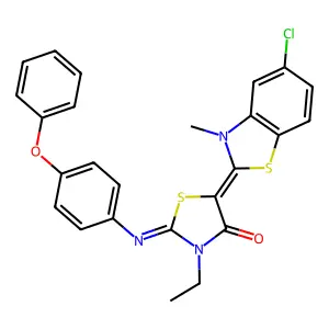 5-(5-chloro-3-methyl-1,3-benzothiazol-2(3H)-ylidene)-3-ethyl-2-[(4-phenoxyphenyl)imino]-1,3-thiazolidin-4-one structure