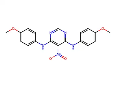 4-N,6-N-bis(4-methoxyphenyl)-5-nitropyrimidine-4,6-diamine structure