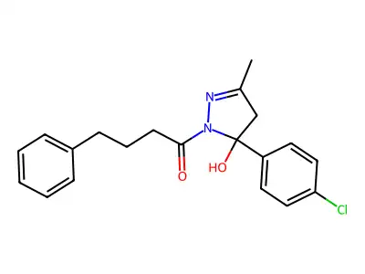 5-(4-chlorophenyl)-3-methyl-1-(4-phenylbutanoyl)-4,5-dihydro-1H-pyrazol-5-ol structure