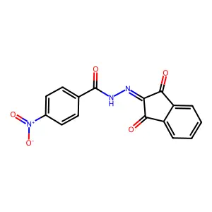 N'-(1,3-dioxo-1,3-dihydro-2H-inden-2-ylidene)-4-nitrobenzohydrazide structure