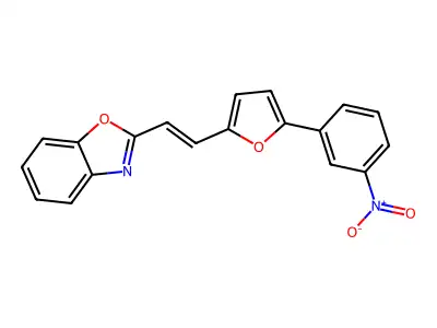 2-[(E)-2-[5-(3-nitrophenyl)furan-2-yl]ethenyl]-1,3-benzoxazole structure