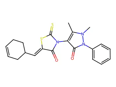 5-(3-Cyclohexen-1-ylmethylene)-3-(2,3-dihydro-1,5-dimethyl-3-oxo-2-phenyl-1H-pyrazol-4-yl)-2-thioxo-4-thiazolidinone structure