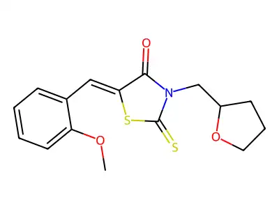 5-[(2-Methoxyphenyl)methylene]-3-[(tetrahydro-2-furanyl)methyl]-2-thioxo-4-thiazolidinone structure